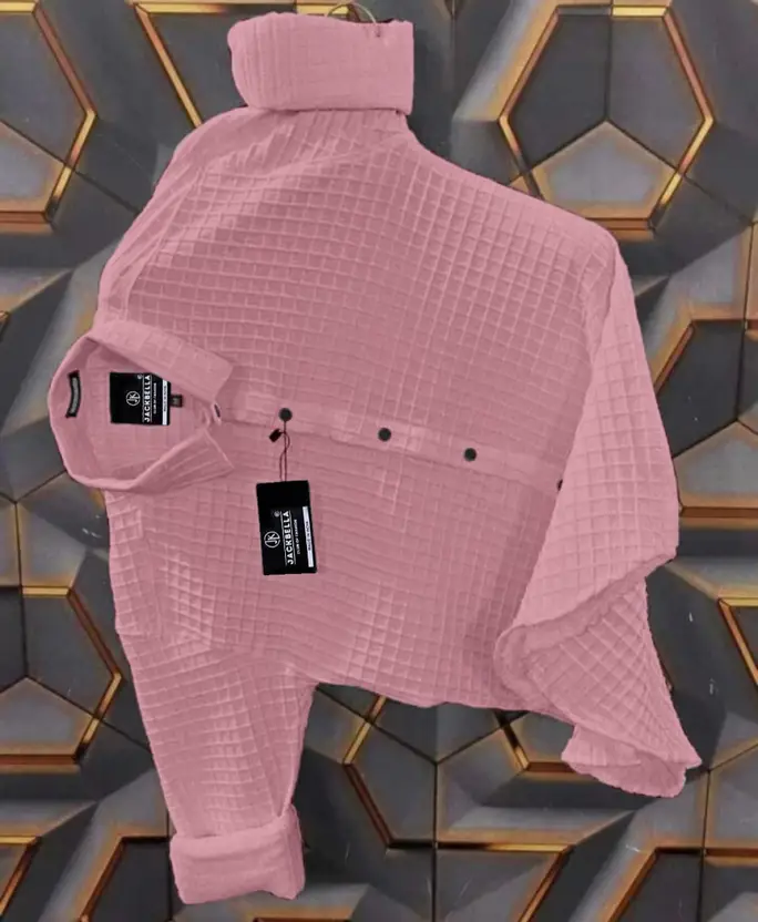 Men Regular Fit Self Design Spread Collar Casual Shirt