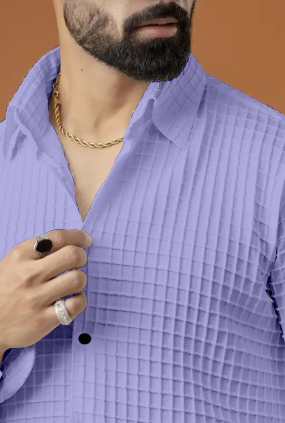 Men Regular Fit Self Design Casual Shirt